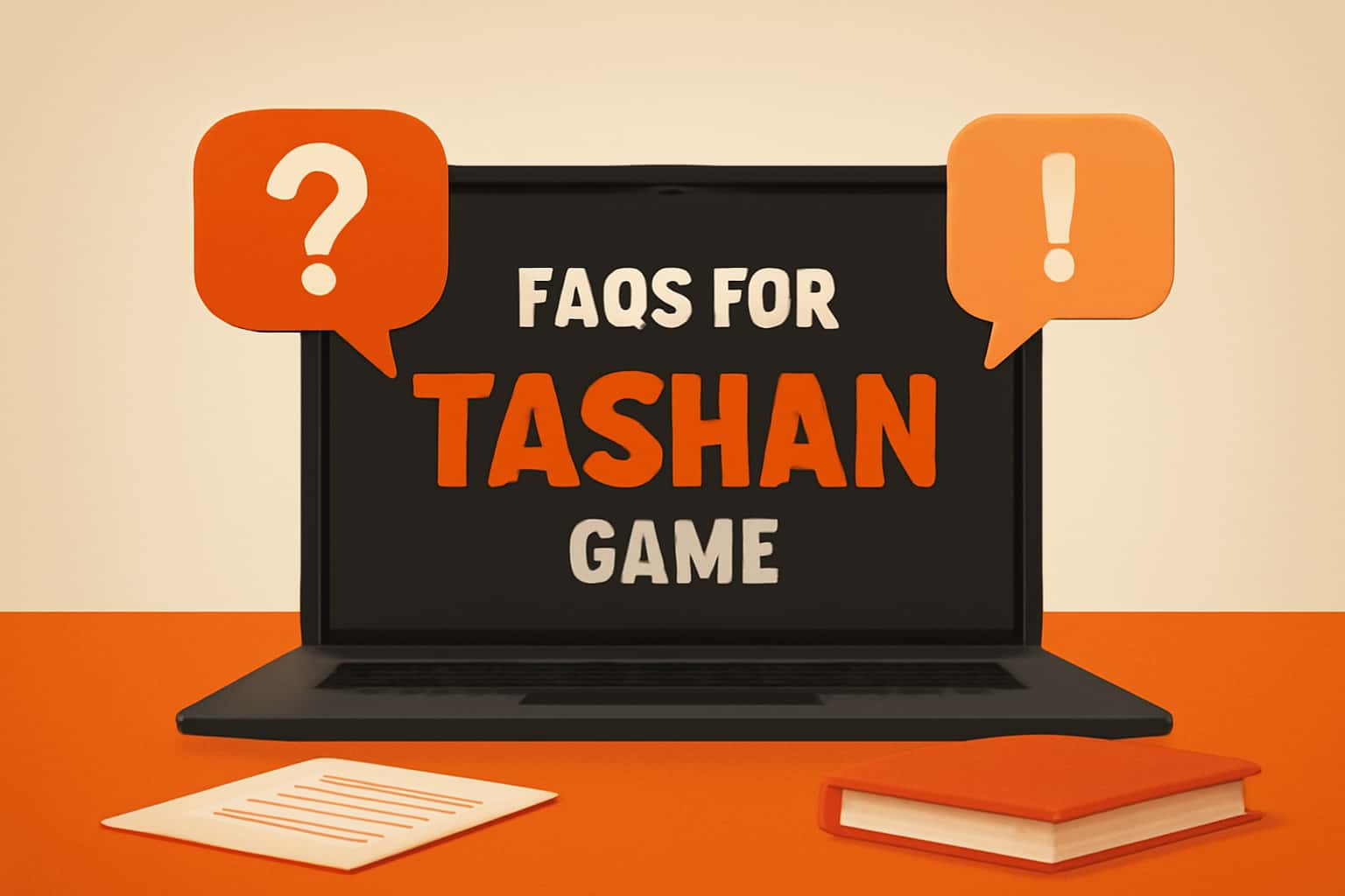 Informational scene displaying FAQs for Tashan Game with a focus on key details.