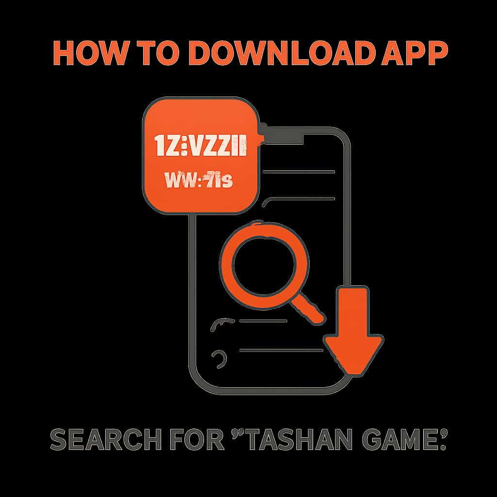 Illustration showing the steps for downloading the Tashan Game app.