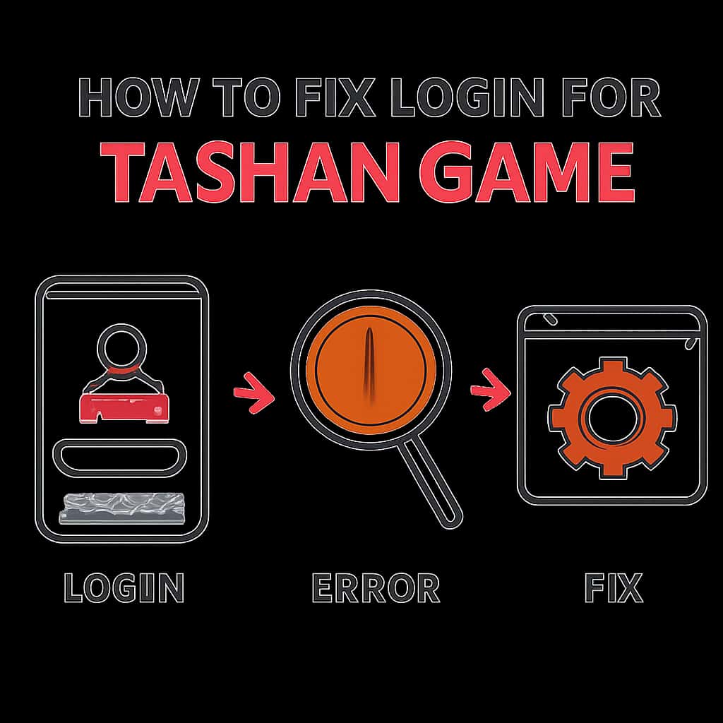 An educational diagram about fixing login issues for Tashan Game.
