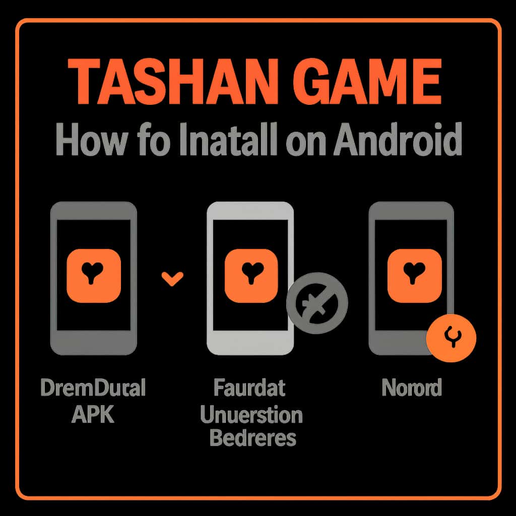 Diagram illustrating the installation steps for Tashan Game on Android.