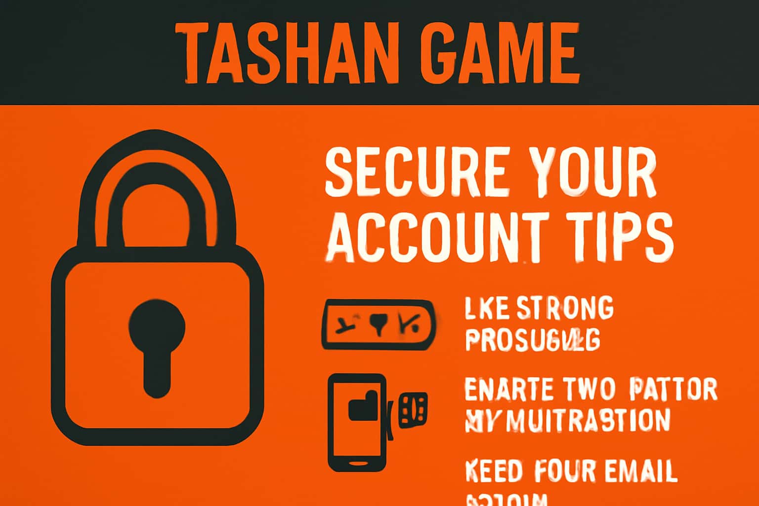 An informative graphic showcasing tips for securing a Tashan Game account.