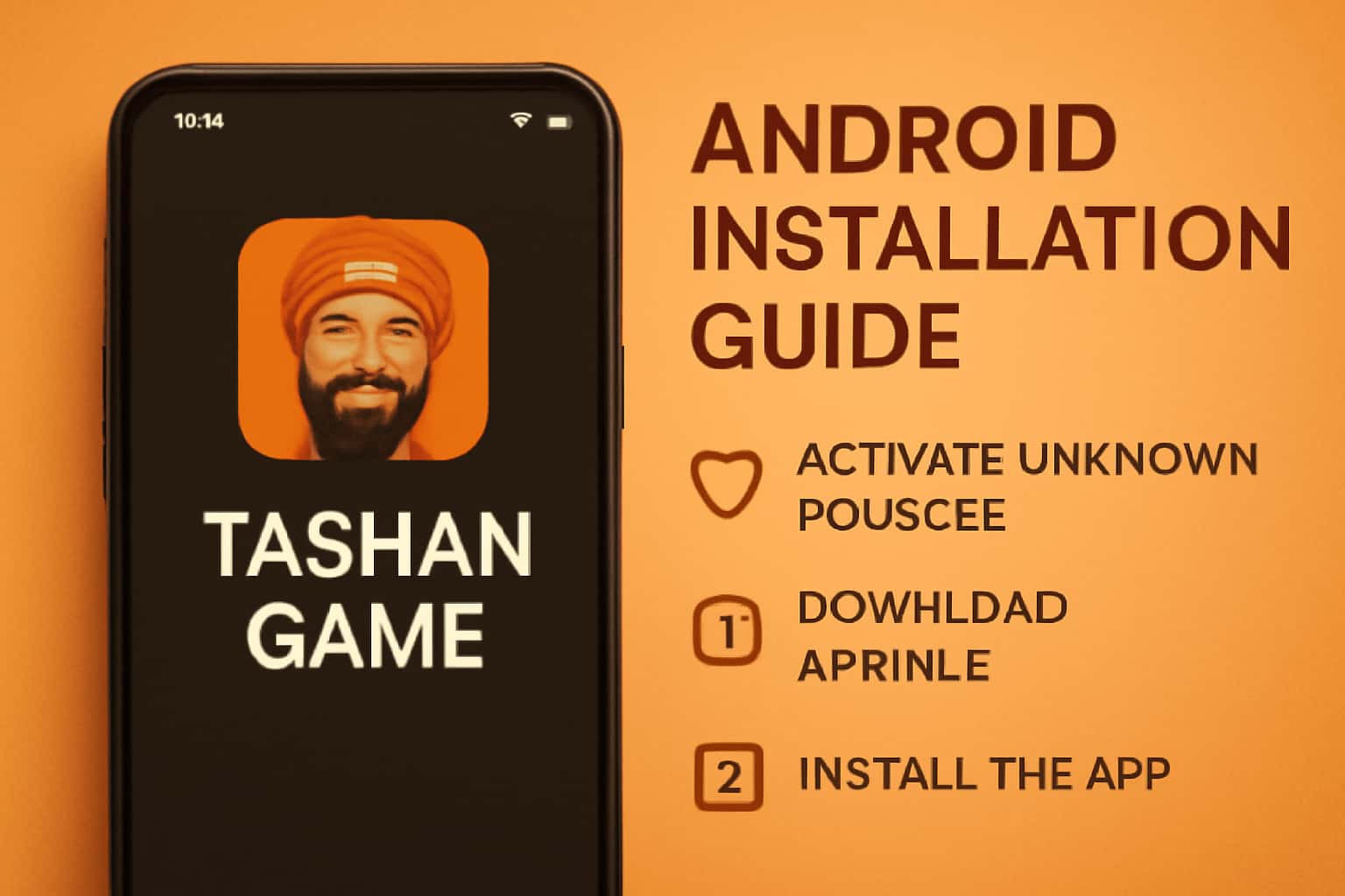 A neutral informational scene regarding the installation guide for Tashan Game on Android devices.