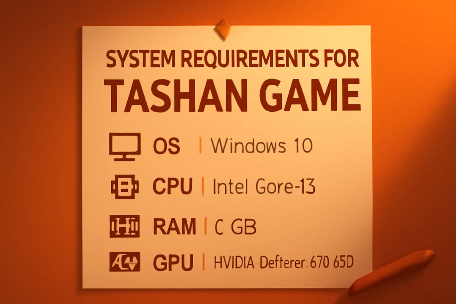 A visual representation of the system requirements for Tashan Game.