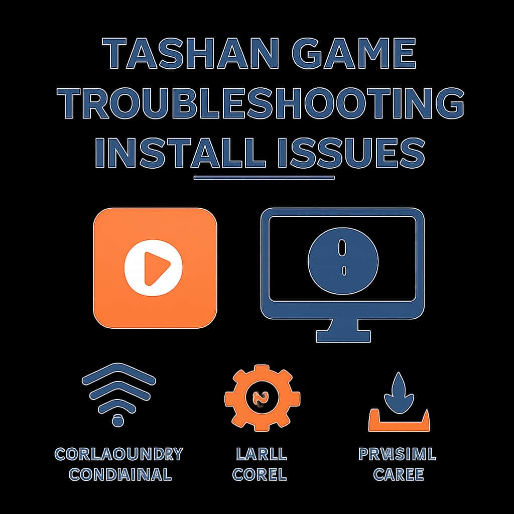 Diagram illustrating common installation troubleshooting steps for Tashan Game.